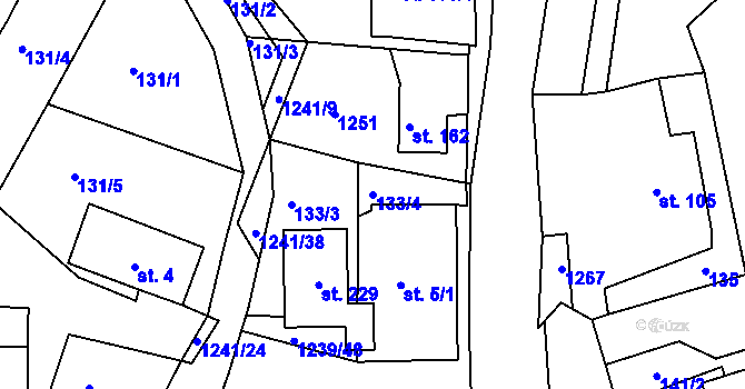 Parcela st. 133/4 v KÚ Hartmanice u Poličky, Katastrální mapa