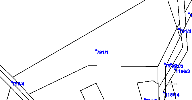 Parcela st. 791/1 v KÚ Hartmanice u Poličky, Katastrální mapa
