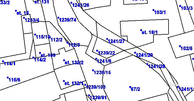 Parcela st. 1239/22 v KÚ Hartmanice u Poličky, Katastrální mapa