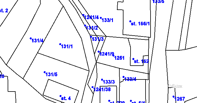 Parcela st. 1241/9 v KÚ Hartmanice u Poličky, Katastrální mapa