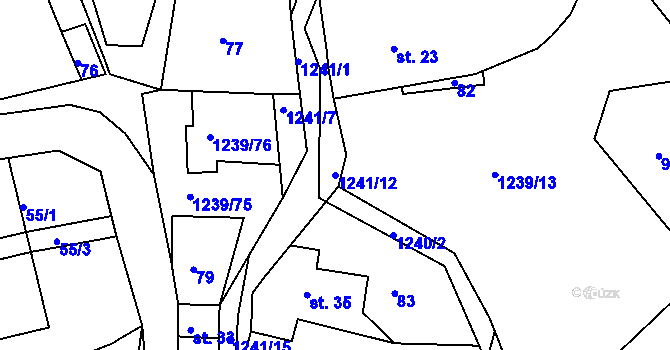 Parcela st. 1241/12 v KÚ Hartmanice u Poličky, Katastrální mapa