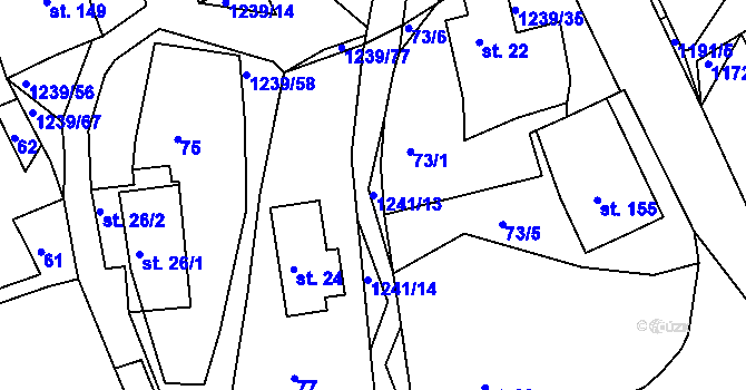 Parcela st. 1241/13 v KÚ Hartmanice u Poličky, Katastrální mapa