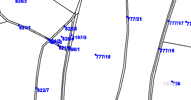 Parcela st. 777/4 v KÚ Hartmanice u Poličky, Katastrální mapa