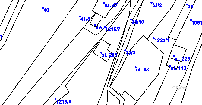 Parcela st. 253 v KÚ Hartmanice u Poličky, Katastrální mapa