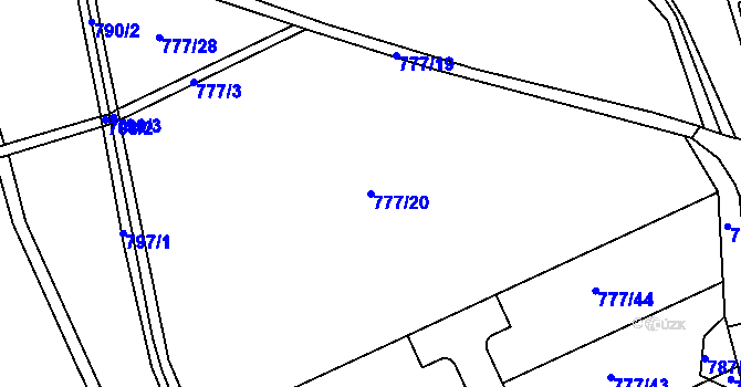 Parcela st. 777/20 v KÚ Hartmanice u Poličky, Katastrální mapa