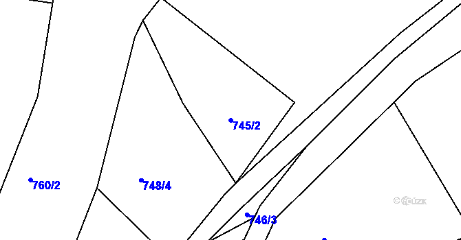 Parcela st. 745/2 v KÚ Hartmanice u Poličky, Katastrální mapa