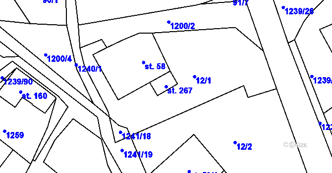 Parcela st. 267 v KÚ Hartmanice u Poličky, Katastrální mapa