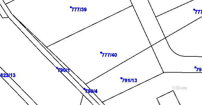 Parcela st. 777/40 v KÚ Hartmanice u Poličky, Katastrální mapa
