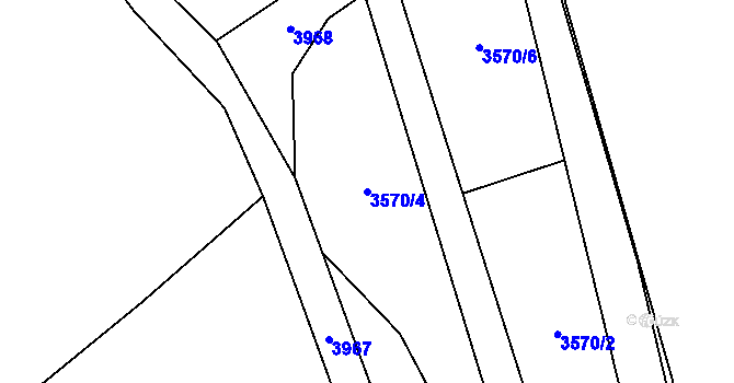 Parcela st. 3570/4 v KÚ Hartvíkovice, Katastrální mapa
