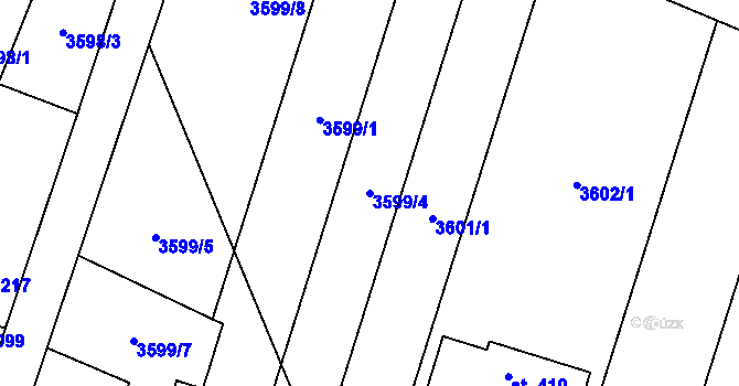 Parcela st. 3599/4 v KÚ Hartvíkovice, Katastrální mapa
