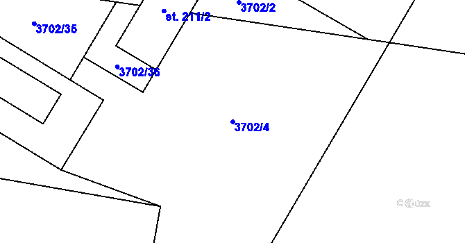Parcela st. 3702/4 v KÚ Hartvíkovice, Katastrální mapa