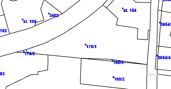 Parcela st. 178/1 v KÚ Hartvíkovice, Katastrální mapa