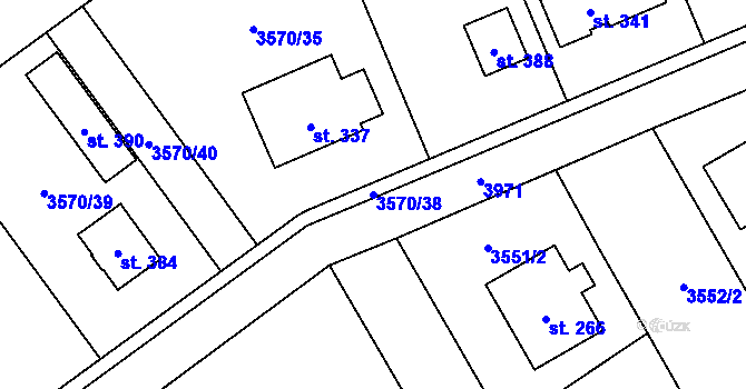 Parcela st. 3570/38 v KÚ Hartvíkovice, Katastrální mapa