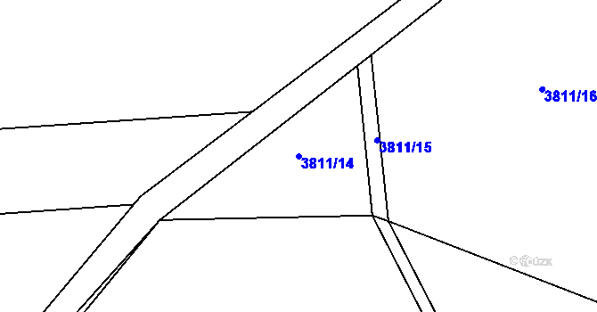 Parcela st. 3811/14 v KÚ Hartvíkovice, Katastrální mapa