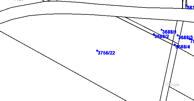 Parcela st. 3756/22 v KÚ Hartvíkovice, Katastrální mapa