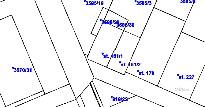 Parcela st. 161/1 v KÚ Hartvíkovice, Katastrální mapa