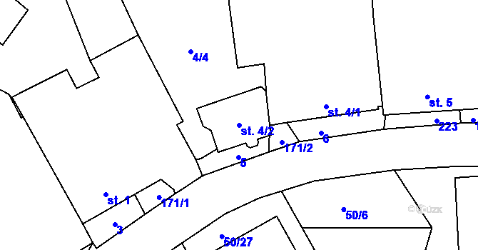 Parcela st. 4/2 v KÚ Třesov, Katastrální mapa