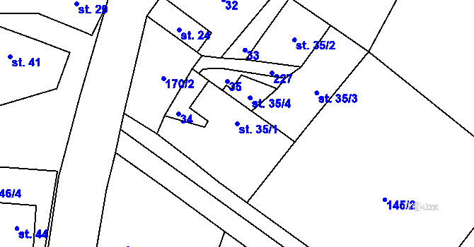 Parcela st. 35/1 v KÚ Třesov, Katastrální mapa