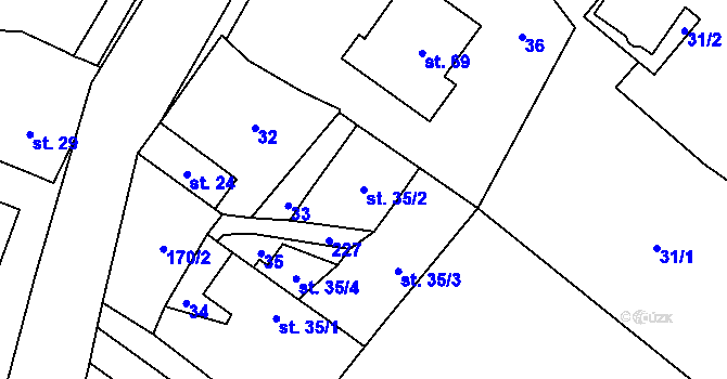 Parcela st. 35/2 v KÚ Třesov, Katastrální mapa