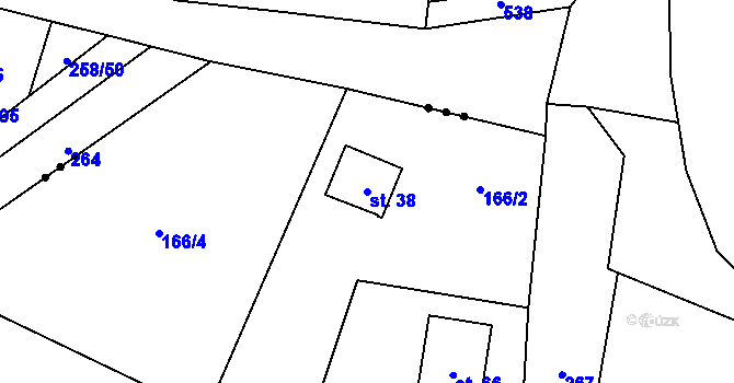 Parcela st. 38 v KÚ Třesov, Katastrální mapa