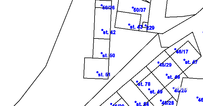 Parcela st. 50 v KÚ Třesov, Katastrální mapa