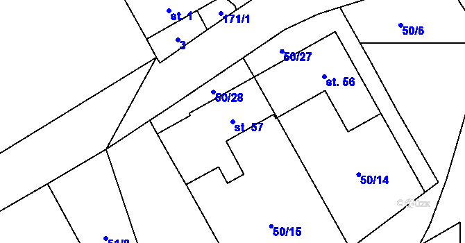 Parcela st. 57 v KÚ Třesov, Katastrální mapa