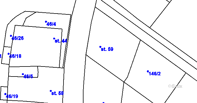 Parcela st. 59 v KÚ Třesov, Katastrální mapa