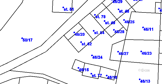 Parcela st. 62 v KÚ Třesov, Katastrální mapa