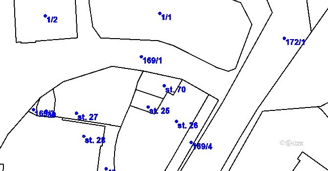 Parcela st. 70 v KÚ Třesov, Katastrální mapa