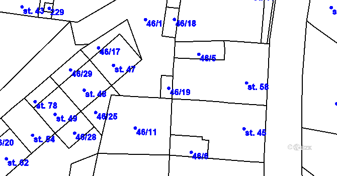 Parcela st. 46/19 v KÚ Třesov, Katastrální mapa