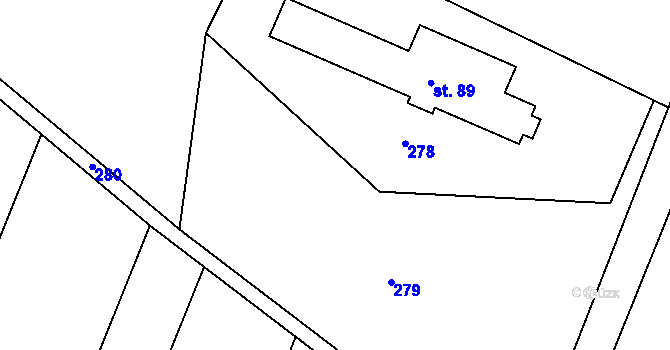 Parcela st. 70/2 v KÚ Třesov, Katastrální mapa