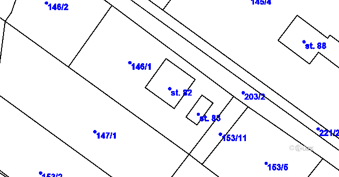 Parcela st. 82 v KÚ Třesov, Katastrální mapa