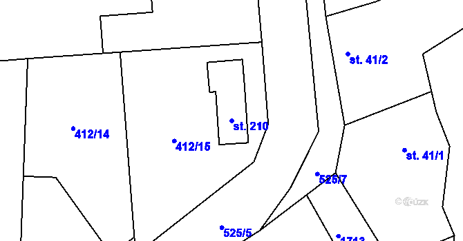 Parcela st. 210 v KÚ Hasina, Katastrální mapa