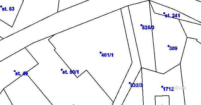 Parcela st. 401/1 v KÚ Hasina, Katastrální mapa