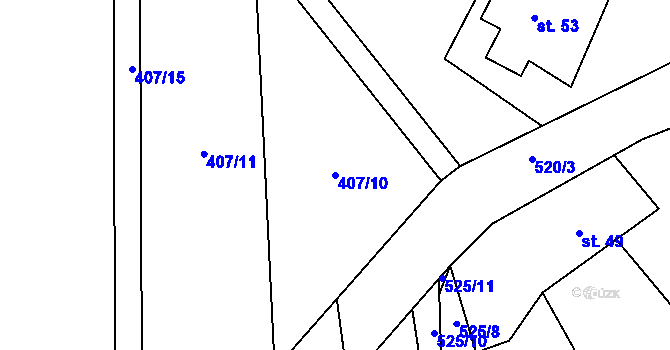 Parcela st. 407/10 v KÚ Hasina, Katastrální mapa