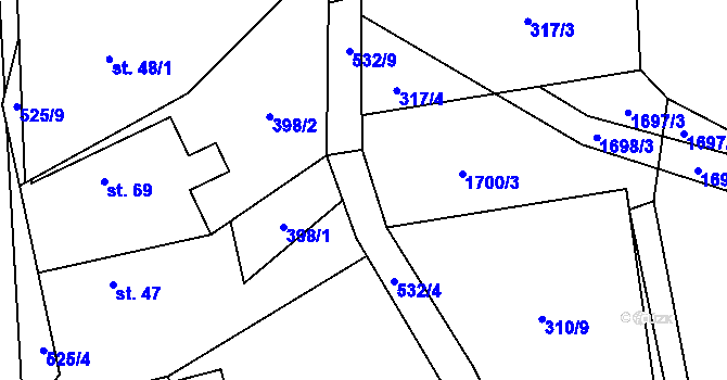 Parcela st. 532/8 v KÚ Hasina, Katastrální mapa