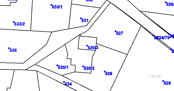 Parcela st. 530/3 v KÚ Hať, Katastrální mapa