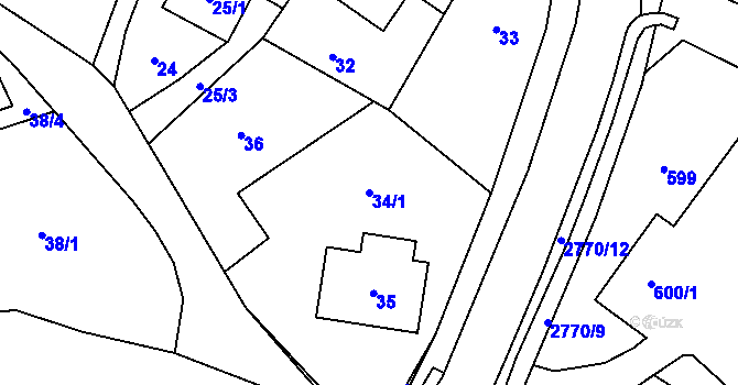 Parcela st. 34/1 v KÚ Hať, Katastrální mapa