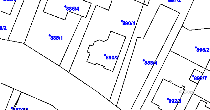 Parcela st. 890/2 v KÚ Hať, Katastrální mapa