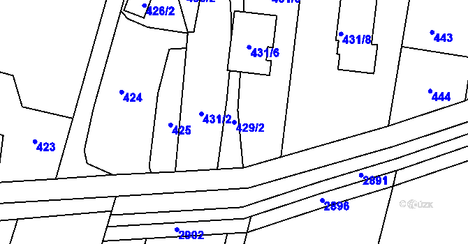 Parcela st. 429/2 v KÚ Hať, Katastrální mapa