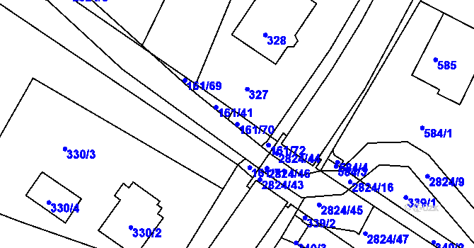Parcela st. 161/70 v KÚ Hať, Katastrální mapa