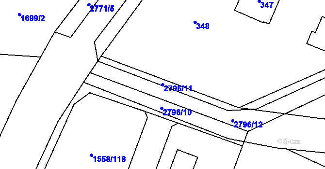 Parcela st. 2796/11 v KÚ Hať, Katastrální mapa
