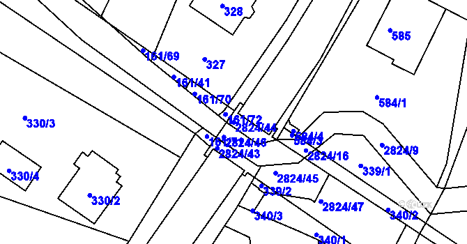 Parcela st. 2824/44 v KÚ Hať, Katastrální mapa