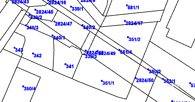 Parcela st. 2824/49 v KÚ Hať, Katastrální mapa