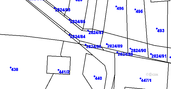 Parcela st. 2824/86 v KÚ Hať, Katastrální mapa