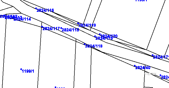 Parcela st. 2824/118 v KÚ Hať, Katastrální mapa
