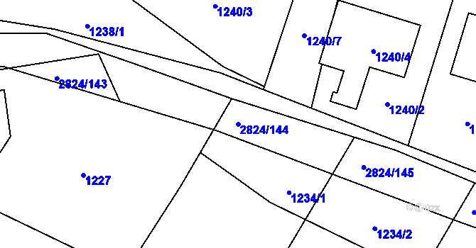 Parcela st. 2824/144 v KÚ Hať, Katastrální mapa