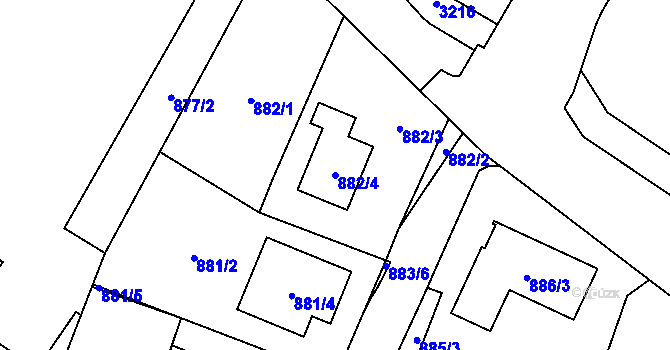 Parcela st. 882/4 v KÚ Hať, Katastrální mapa