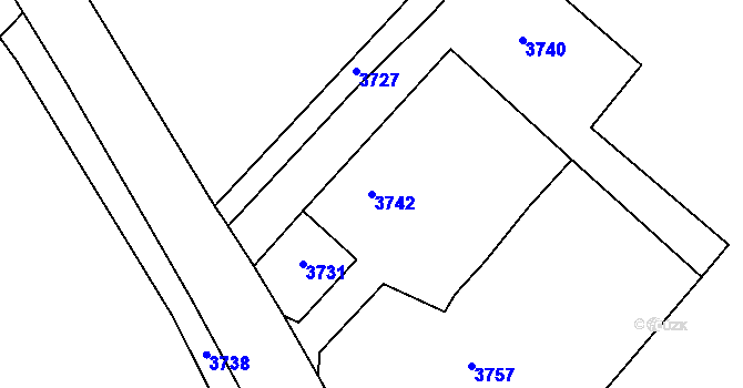 Parcela st. 3742 v KÚ Hať, Katastrální mapa