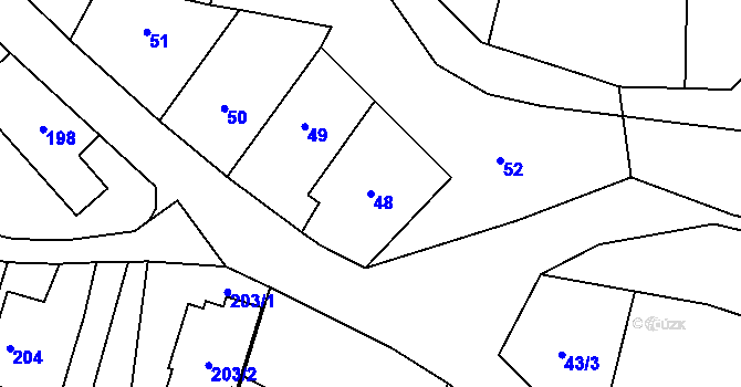 Parcela st. 48 v KÚ Hať, Katastrální mapa